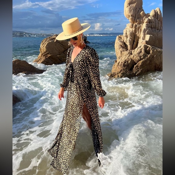 Beach Riot Shiloh Coverup Midi Dress Black Gold Metallic NWOT - Picture 15 of 17